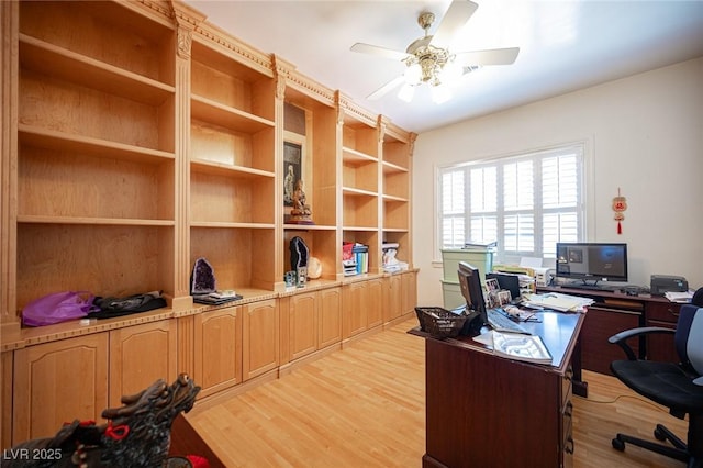 8925 Wild Creek Ct, Las Vegas, NV 89117 - office featuring ceiling fan and light wood-style flooring