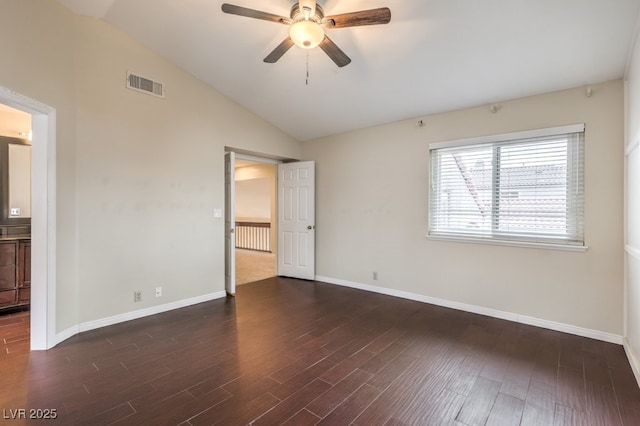 56 Westheimer Rd, Henderson, NV 89074 - unfurnished bedroom with wood finished floors, lofted ceiling, ensuite bathroom, and a ceiling fan
