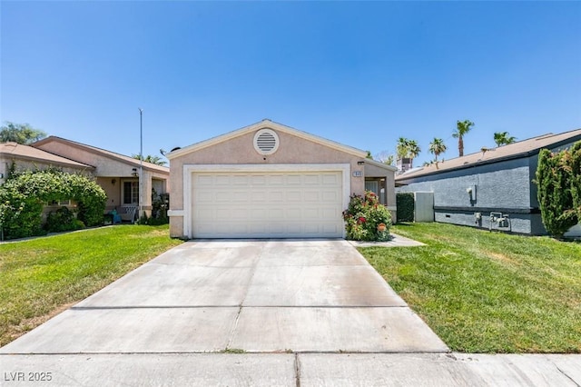 1949 King Hill St, Las Vegas, NV 89106 - single story home with concrete driveway, a front yard, an attached garage, and stucco siding