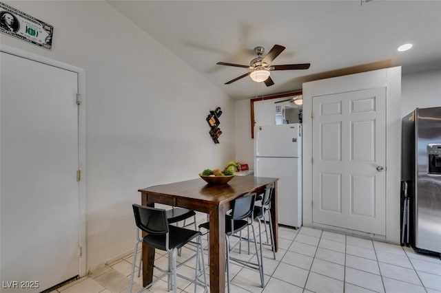 1949 King Hill St, Las Vegas, NV 89106 - dining space featuring ceiling fan, light tile patterned floors, and recessed lighting