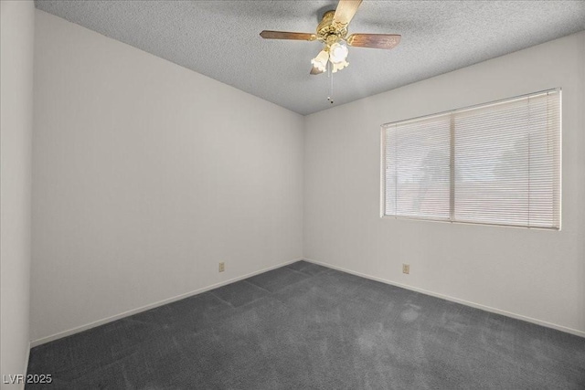 2344 Valleywood St, Henderson, NV 89014 - empty room featuring a textured ceiling, dark colored carpet, and a ceiling fan
