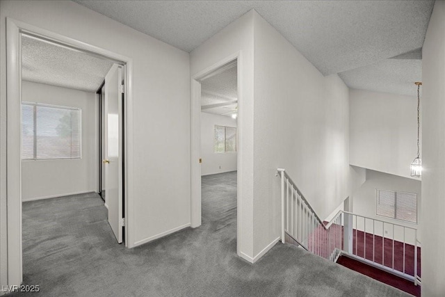 2344 Valleywood St, Henderson, NV 89014 - corridor with an upstairs landing, a textured ceiling, and carpet