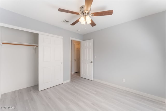 5524 Cleary Ct, Las Vegas, NV 89108 - unfurnished bedroom featuring light wood-type flooring, a closet, and ceiling fan