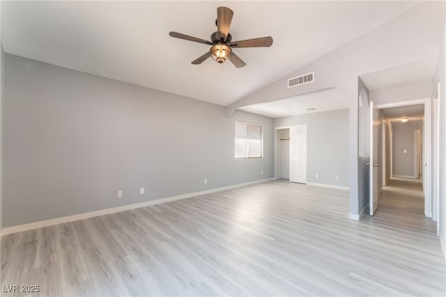 5524 Cleary Ct, Las Vegas, NV 89108 - spare room featuring lofted ceiling, a ceiling fan, and light wood-style floors
