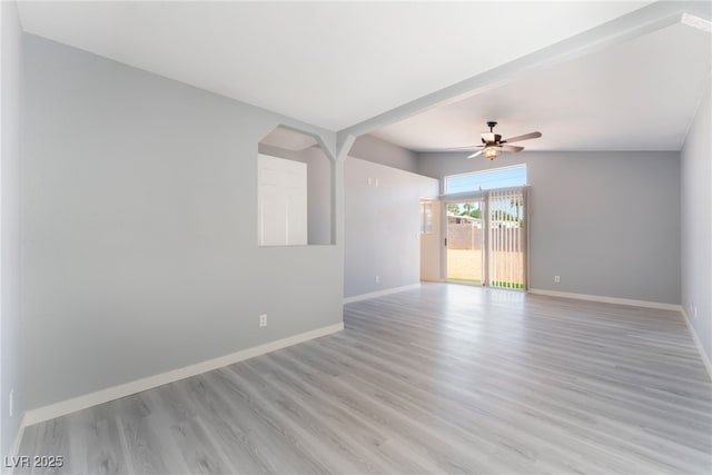 5524 Cleary Ct, Las Vegas, NV 89108 - spare room with light wood finished floors, ceiling fan, and arched walkways