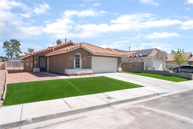 5524 Cleary Ct, Las Vegas, NV 89108 - view of front of property with stucco siding, concrete driveway, a garage, and a tiled roof