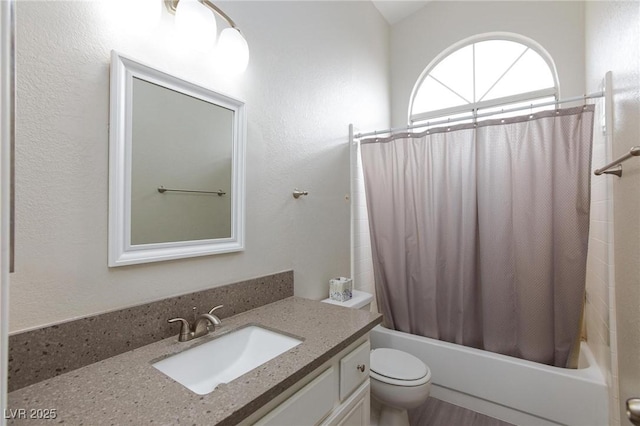 9836 Russett Wood Cir, Las Vegas, NV 89117 - full bathroom with vanity and shower / bath combo with shower curtain