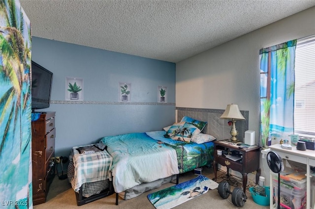 4300 N Lamont St Unit 275, Las Vegas, NV 89115 - carpeted bedroom featuring a textured ceiling and a wainscoted wall