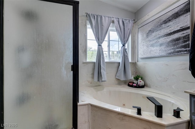 1705 Ivanhoe Way, Las Vegas, NV 89102 - bathroom with a jetted tub and a shower stall