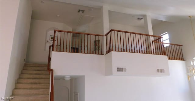 2587 Mizzoni Cir, Henderson, NV 89052 - stairway featuring high vaulted ceiling