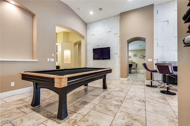 5681 Exotic Rosette Ave, Las Vegas, NV 89139 - recreation room with vaulted ceiling and billiards table
