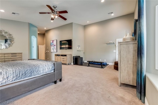 5681 Exotic Rosette Ave, Las Vegas, NV 89139 - bedroom featuring carpet, recessed lighting, and ceiling fan