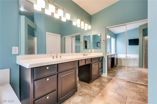 5681 Exotic Rosette Ave, Las Vegas, NV 89139 - full bath featuring double vanity and a garden tub