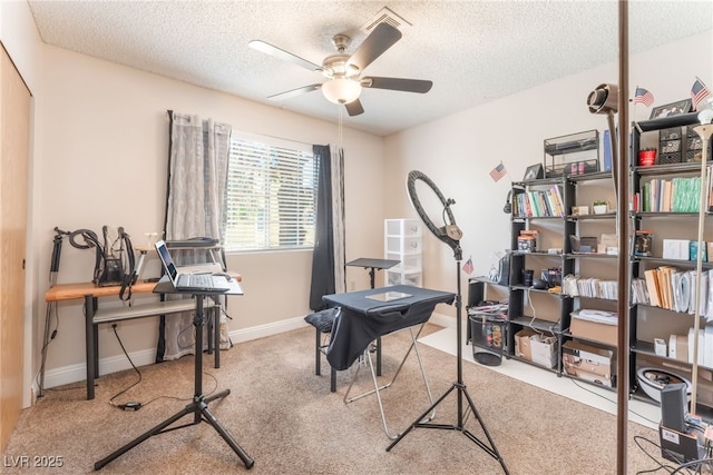 2666 Aarondavid Dr, Las Vegas, NV 89121 - office with a ceiling fan, a textured ceiling, and carpet