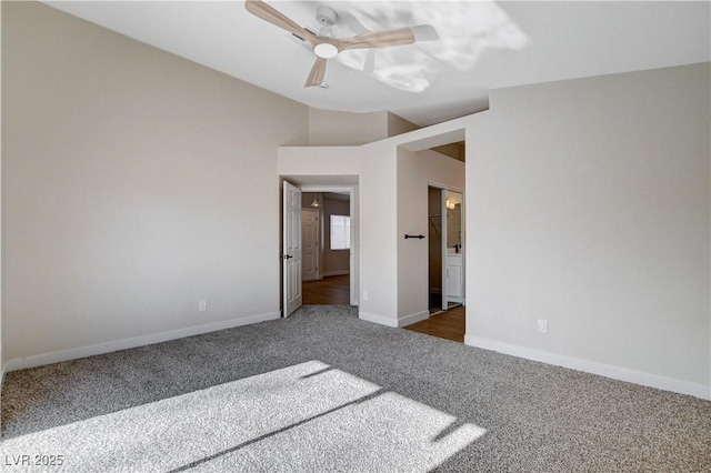 1005 Transom Dr, Las Vegas, NV 89128 - unfurnished bedroom with carpet floors, ceiling fan, and lofted ceiling