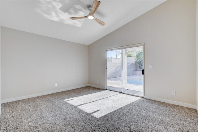 1005 Transom Dr, Las Vegas, NV 89128 - carpeted spare room featuring ceiling fan and vaulted ceiling