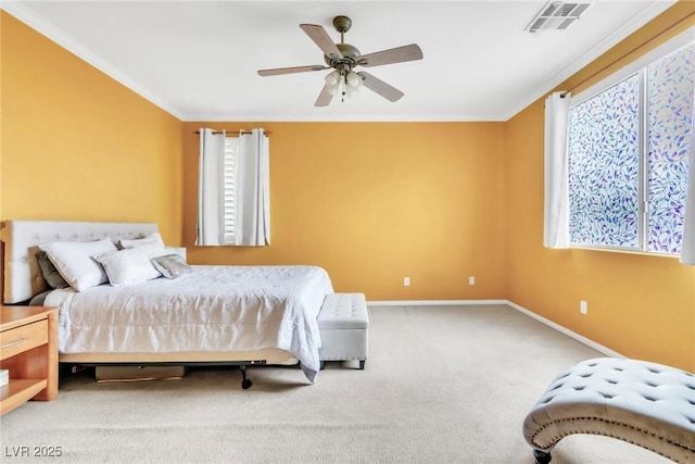 9605 Rainfall Ave, Las Vegas, NV 89147 - bedroom featuring carpet floors, ornamental molding, and ceiling fan