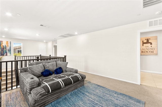 10940 Oregano Ave, Las Vegas, NV 89166 - living room featuring light colored carpet and recessed lighting