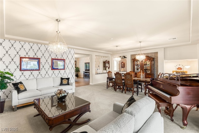 6595 Creekside Cellars Ct, Las Vegas, NV 89139 - living area featuring a chandelier and light colored carpet