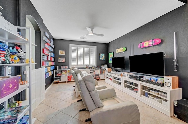11417 Rock Cove Way, Las Vegas, NV 89141 - tiled living area with ceiling fan