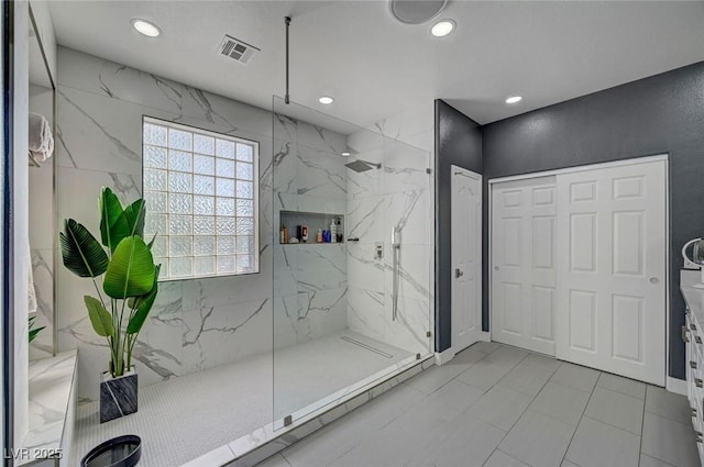 11417 Rock Cove Way, Las Vegas, NV 89141 - bathroom with a marble finish shower and recessed lighting