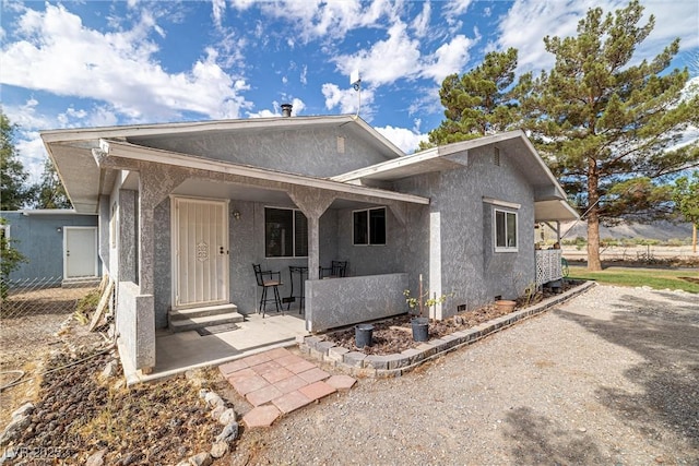 3951 W Blosser Ranch Rd, Pahrump, NV 89060 - rear view of property featuring stucco siding and crawl space