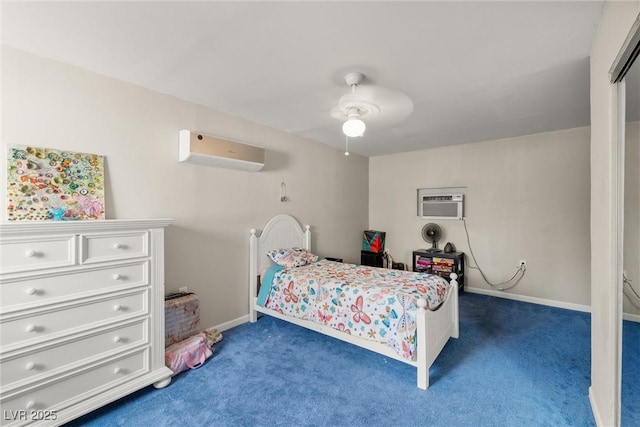 3951 W Blosser Ranch Rd, Pahrump, NV 89060 - carpeted bedroom featuring a wall unit AC and ceiling fan