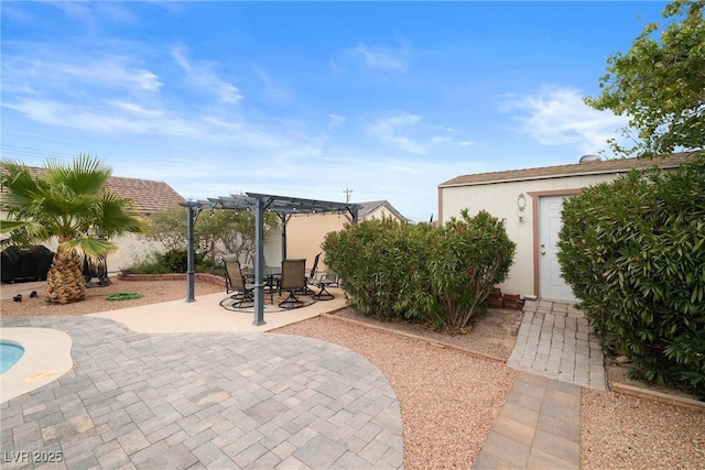 180 W Wilson Rd, Pahrump, NV 89048 - view of patio / terrace featuring a pergola and outdoor dining space