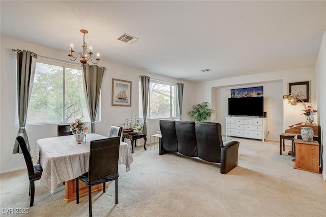 7427 Wagonwheel Ranch Way, Las Vegas, NV 89113 - dining room featuring a chandelier and light colored carpet