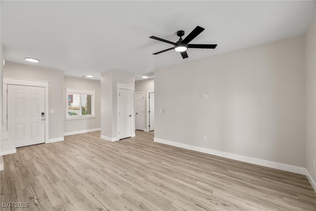 2120 Upland Ave, Pahrump, NV 89048 - unfurnished living room with light wood finished floors, a ceiling fan, and recessed lighting