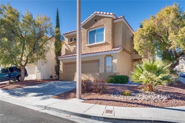 2245 Juniper Berry Dr, Las Vegas, NV 89134 - view of front of property featuring a tiled roof, stucco siding, and an attached garage