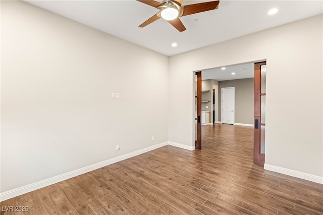 2116 Canvas Edge Dr, Henderson, NV 89044 - empty room with ceiling fan, wood finished floors, and recessed lighting