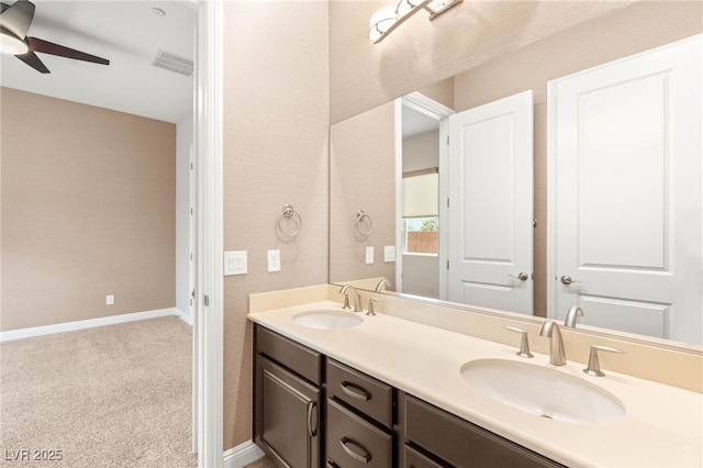2116 Canvas Edge Dr, Henderson, NV 89044 - full bath featuring a ceiling fan and double vanity