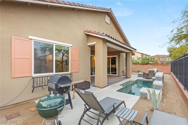2116 Canvas Edge Dr, Henderson, NV 89044 - view of swimming pool with a patio, a fenced backyard, area for grilling, and outdoor lounge area