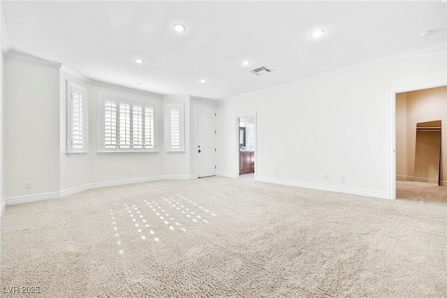 2477 Adobe Wells Dr, Logandale, NV 89021 - carpeted spare room with ornamental molding and recessed lighting