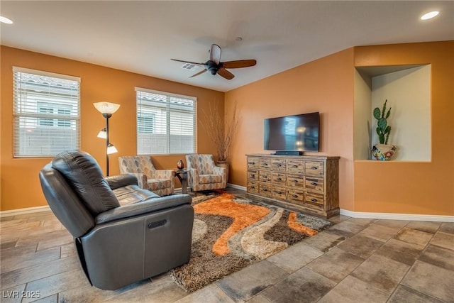 1860 Moonbow Falls St, Henderson, NV 89044 - living room with a ceiling fan and recessed lighting