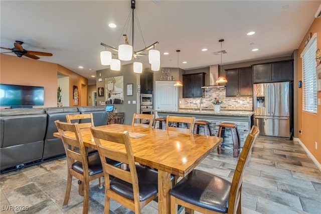 1860 Moonbow Falls St, Henderson, NV 89044 - dining space featuring a ceiling fan and recessed lighting