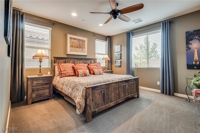 1860 Moonbow Falls St, Henderson, NV 89044 - bedroom featuring light carpet, recessed lighting, and ceiling fan