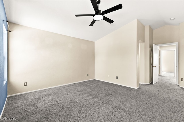 6044 Seneca Springs St, Las Vegas, NV 89130 - carpeted empty room featuring vaulted ceiling and ceiling fan