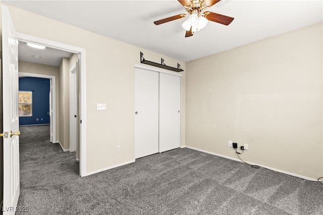 6044 Seneca Springs St, Las Vegas, NV 89130 - unfurnished bedroom featuring carpet floors, a closet, and a ceiling fan