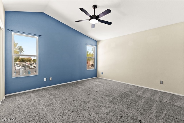 6044 Seneca Springs St, Las Vegas, NV 89130 - spare room with lofted ceiling, carpet, and ceiling fan