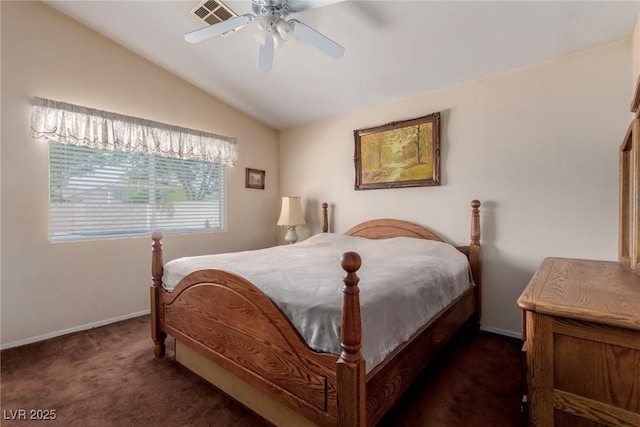 8840 Spinning Wheel Ave, Las Vegas, NV 89143 - carpeted bedroom with lofted ceiling and a ceiling fan