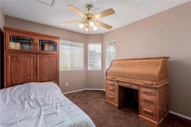 8840 Spinning Wheel Ave, Las Vegas, NV 89143 - bedroom with dark carpet and a ceiling fan