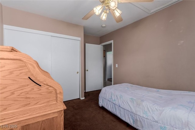 8840 Spinning Wheel Ave, Las Vegas, NV 89143 - bedroom featuring carpet, a ceiling fan, and a closet