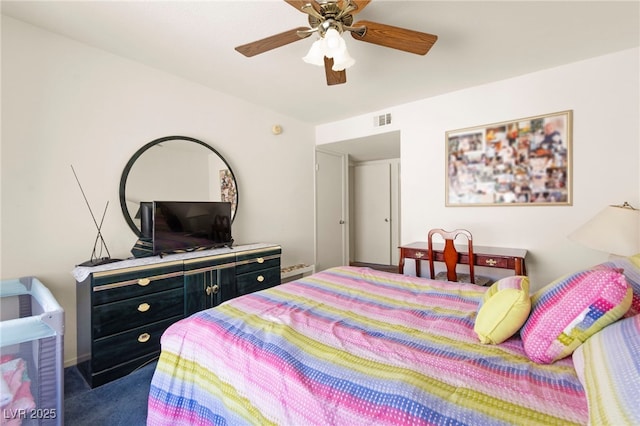 3152 Tarpon Dr Unit 203, Las Vegas, NV 89120 - bedroom featuring carpet flooring and ceiling fan