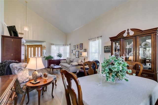 1939 Guinn Dr, Henderson, NV 89074 - dining area with high vaulted ceiling and wood finished floors