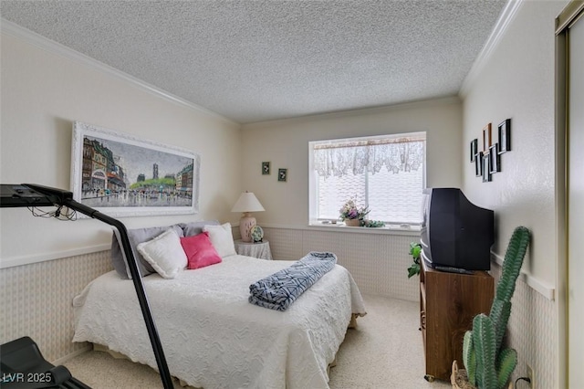 1939 Guinn Dr, Henderson, NV 89074 - bedroom with a textured ceiling, ornamental molding, wainscoting, and carpet floors