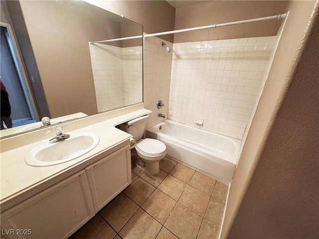 5513 Oakwood Ridge St, Las Vegas, NV 89130 - full bathroom with shower / bathtub combination, tile patterned floors, vanity, and a textured wall