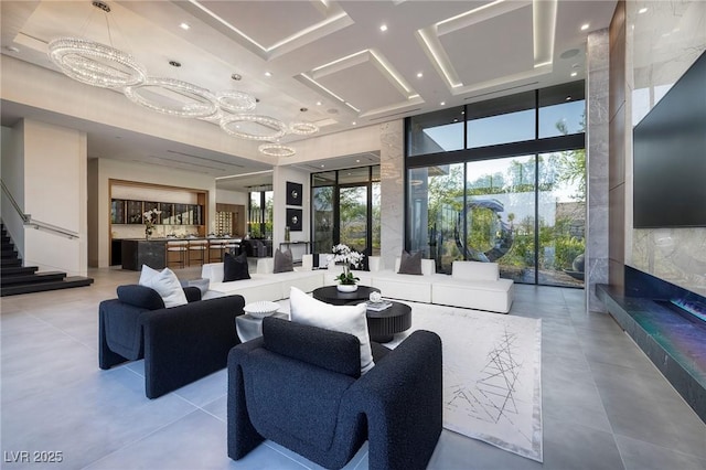 10891 Stardust Dr, Las Vegas, NV 89135 - lobby with a towering ceiling, stairway, and recessed lighting
