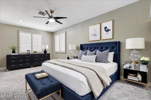 8113 Gothic Ave, Las Vegas, NV 89117 - bedroom featuring light colored carpet and ceiling fan